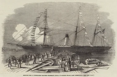 Caricamento del cavo telegrafico elettrico del Mediterraneo, al Morden Wharf, East Greenwich